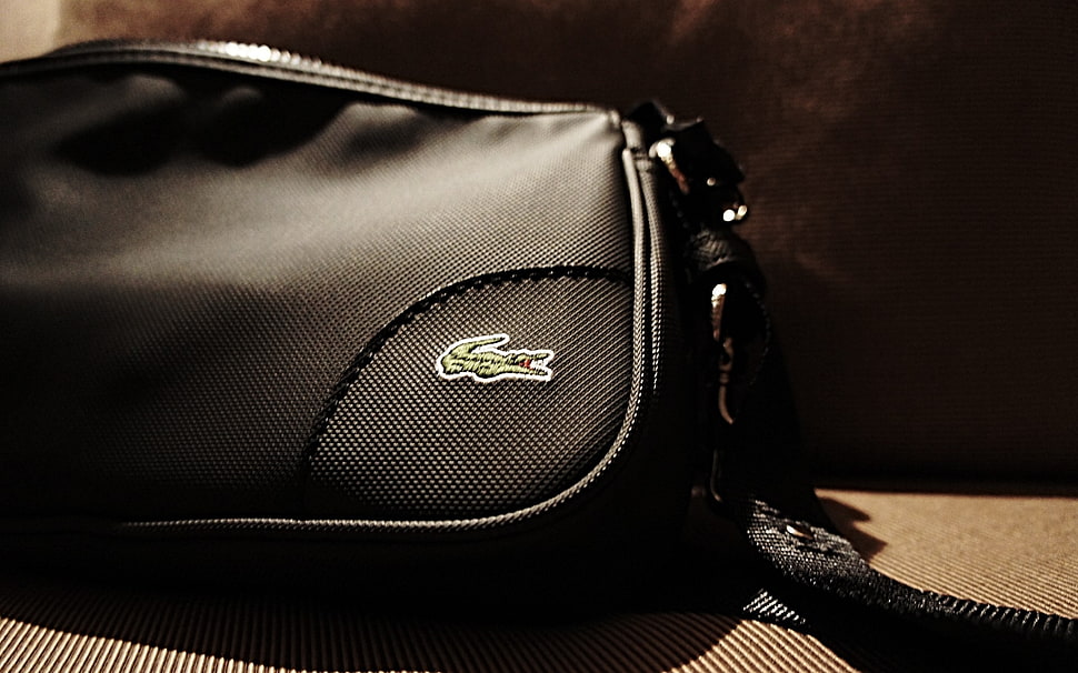 black Lacoste bag HD wallpaper