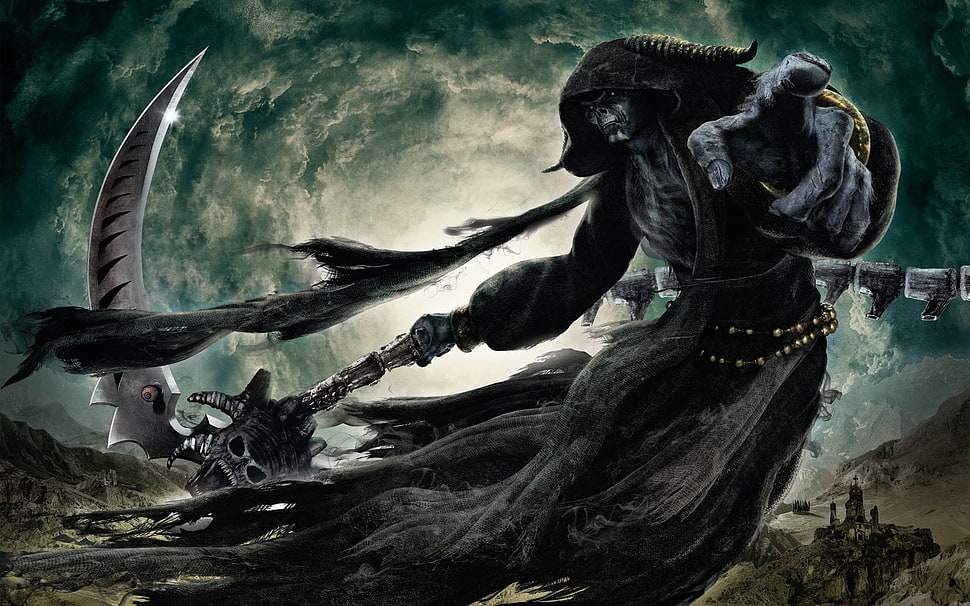 The Reaper illustration, Grim Reaper, devils, fantasy art HD wallpaper