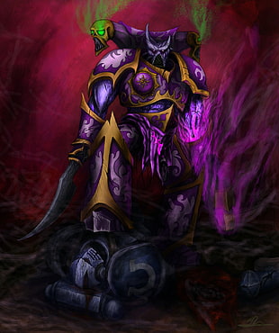 purple and brown online game character wallpaper, Warhammer 40,000, fantasy art, Slaanesh