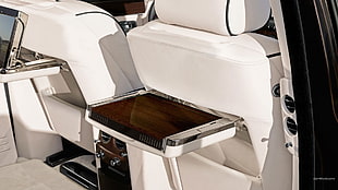 white leather seat, car, Rolls-Royce Phantom, wooden surface, luxury cars