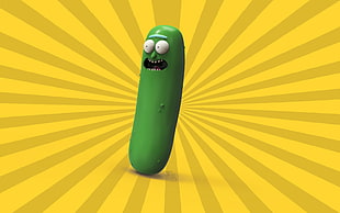 green cucumber 3D illustration, Rick and Morty, humor, Rick Sanchez