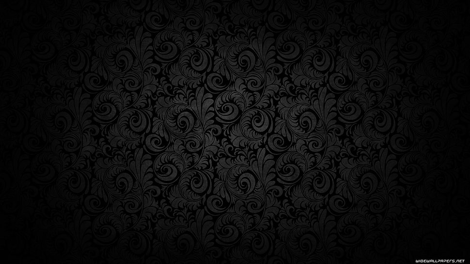 gray and black floral background illustration, pattern, monochrome, dark HD wallpaper