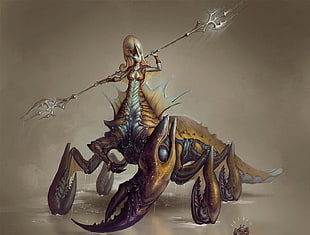 photo of female alien holding spear