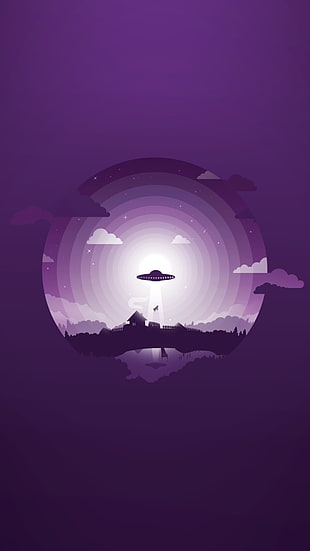 UFO illustration, material style, minimalism, Gentoo HD wallpaper