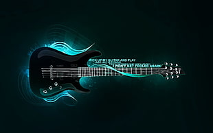 black and blue electric guitar, quote, guitar