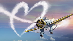 gray and blue monoplane, War Thunder, airplane, Gaijin Entertainment, heart