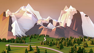 mountains and trees illustration