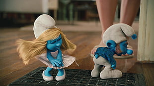 two blue and white ceramic figurines, movies, smurfs, The Smurfs, animated movies