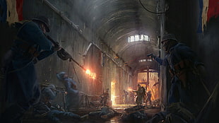 group of men firing a rifle digital wallpaper, video games, Battlefield 1, DLC, France