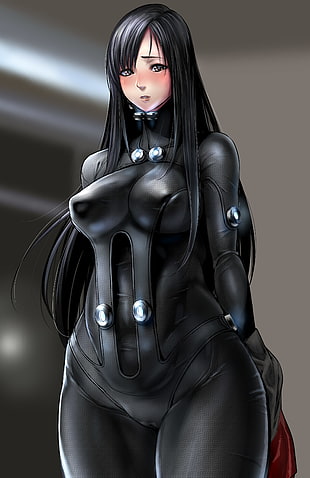 woman wearing black suit illustration