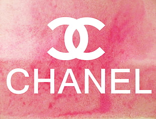 red and white Love text, Chanel, pink background, logo
