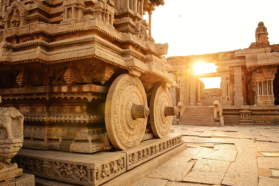 concrete temple, photography, India, temple, Sun HD wallpaper