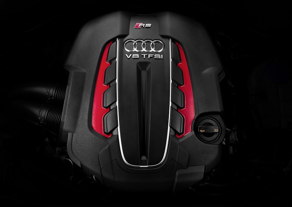 black and red V8TFSi HD wallpaper