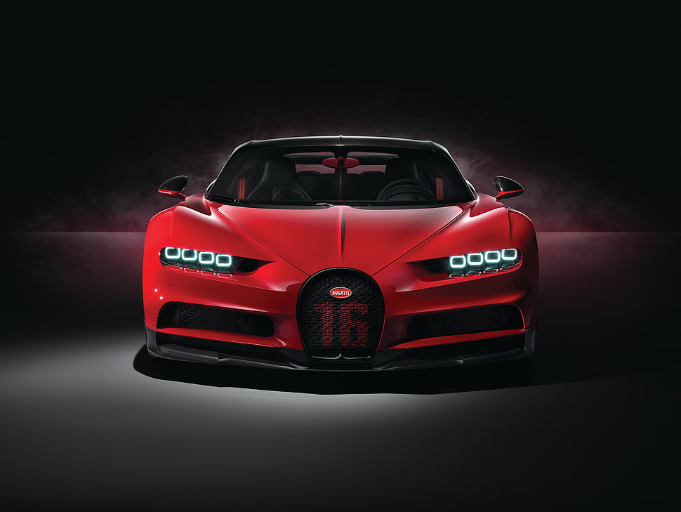 red Bugatti Veyron, Bugatti Chiron Sport, Geneva Motor Show, 2018 HD wallpaper