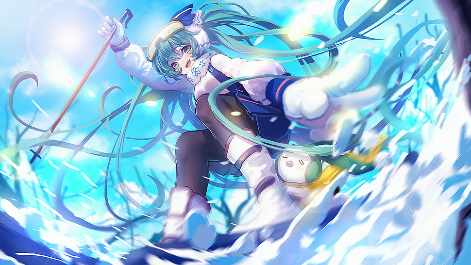 anime, Snow Miku 2016, Hatsune Miku, Vocaloid HD wallpaper