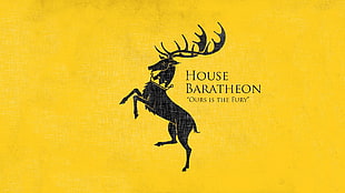 House Baratheon logo, Game of Thrones, House Baratheon, sigils, yellow background