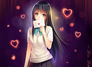 black long-haired female anime character HD wallpaper