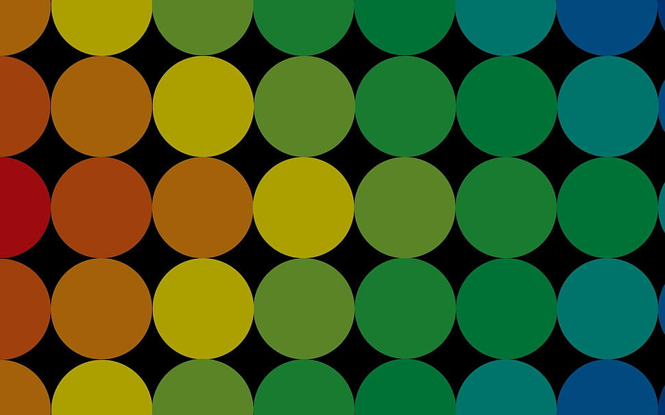 black, green, yellow and orange polka dot illustration HD wallpaper