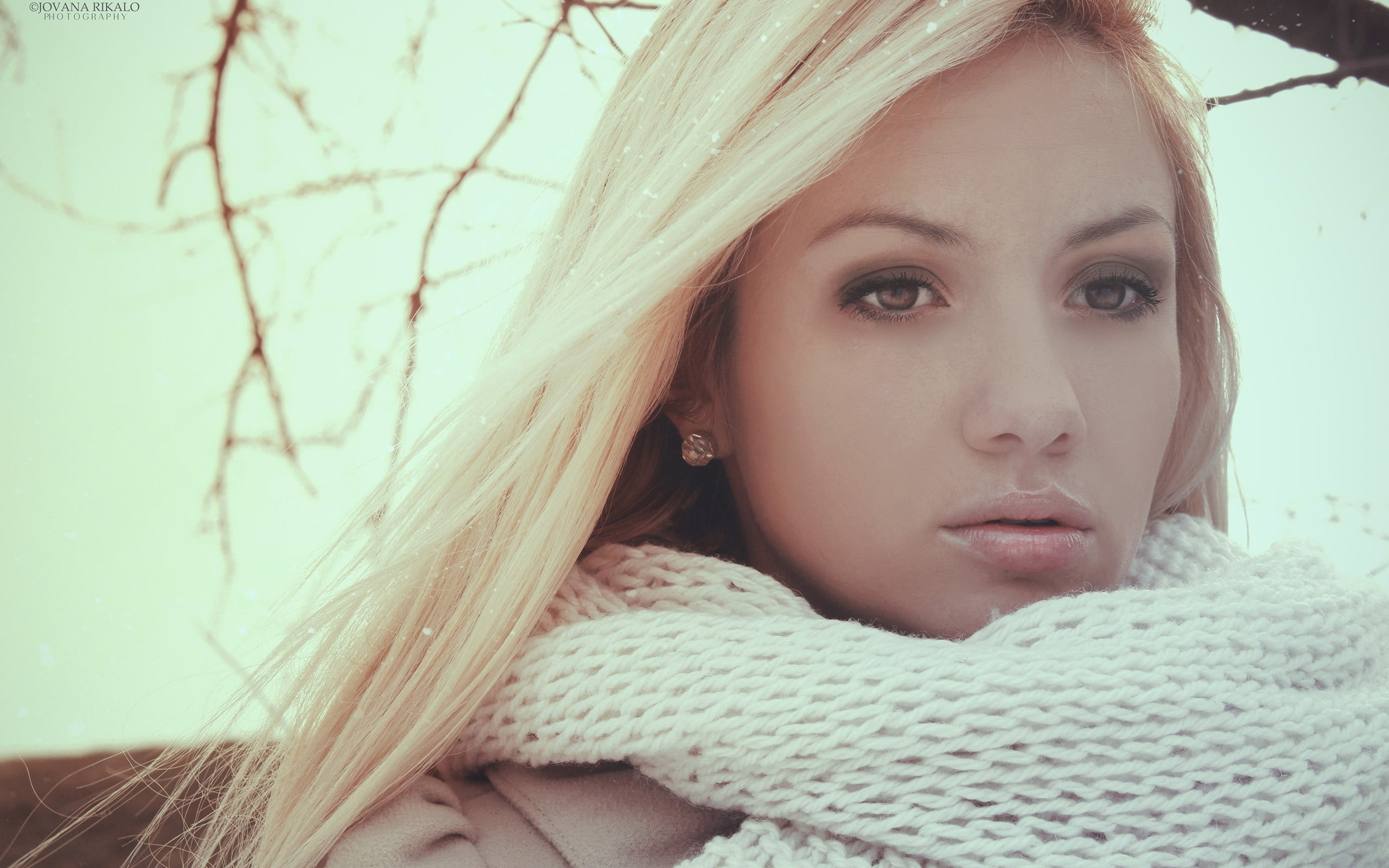 woman with white scarf