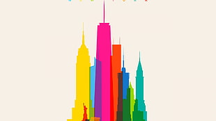 multi-colored Empire State Buildings painting