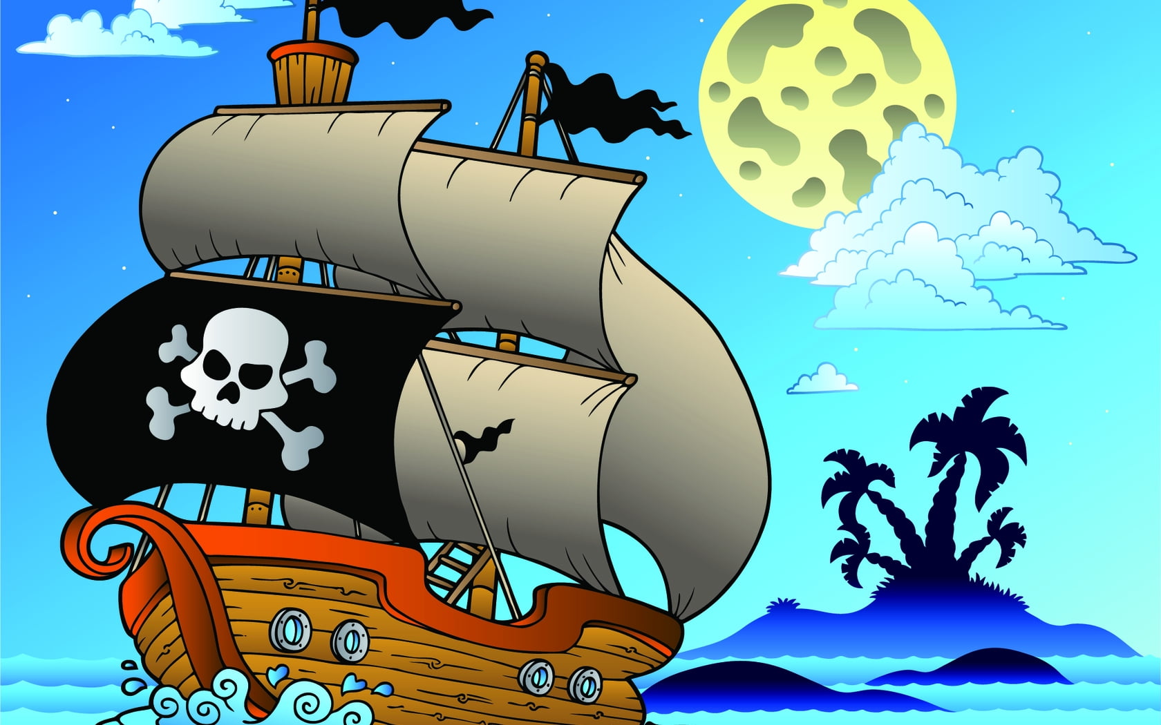 Pirate Ship Cartoon Background