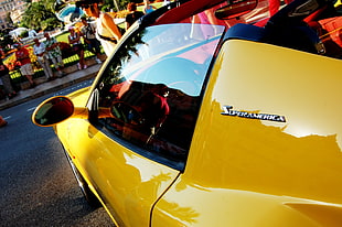 yellow convertible coupe, Ferrari, Ferrari Superamerica, yellow cars, vehicle