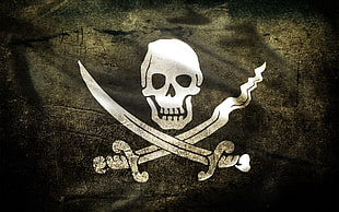 black and white pirate skull printed textile