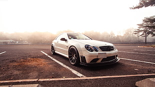 white Mercedes-Benz coupe, Mercedes-Benz, supercars, car