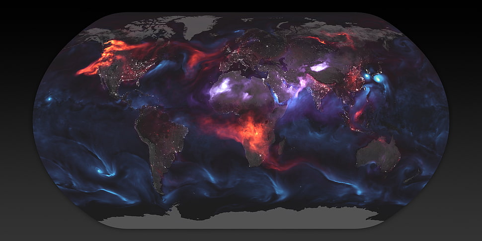 purple and gray globe decor, NASA, world map, atmosphere HD wallpaper