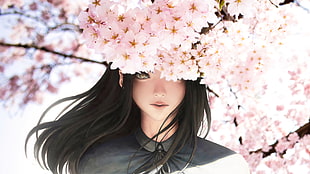 female anime character, Anime girl, Beautiful, Cherry blossom HD wallpaper