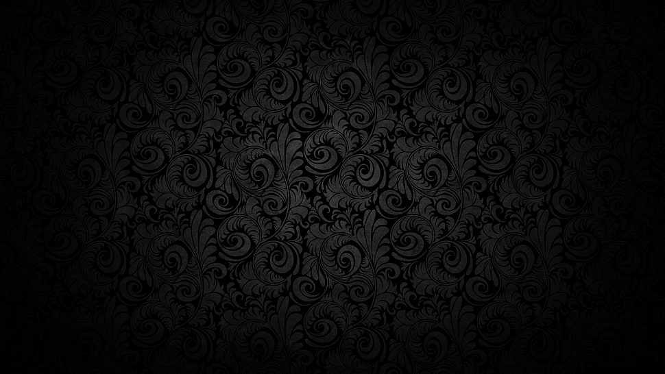 black and gray floral graphics HD wallpaper