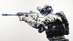 man wearing army holding rifle digital wallpaper HD wallpaper