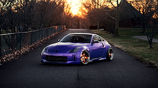 purple coupe, car, Nissan, Nissan 350Z, tuning HD wallpaper