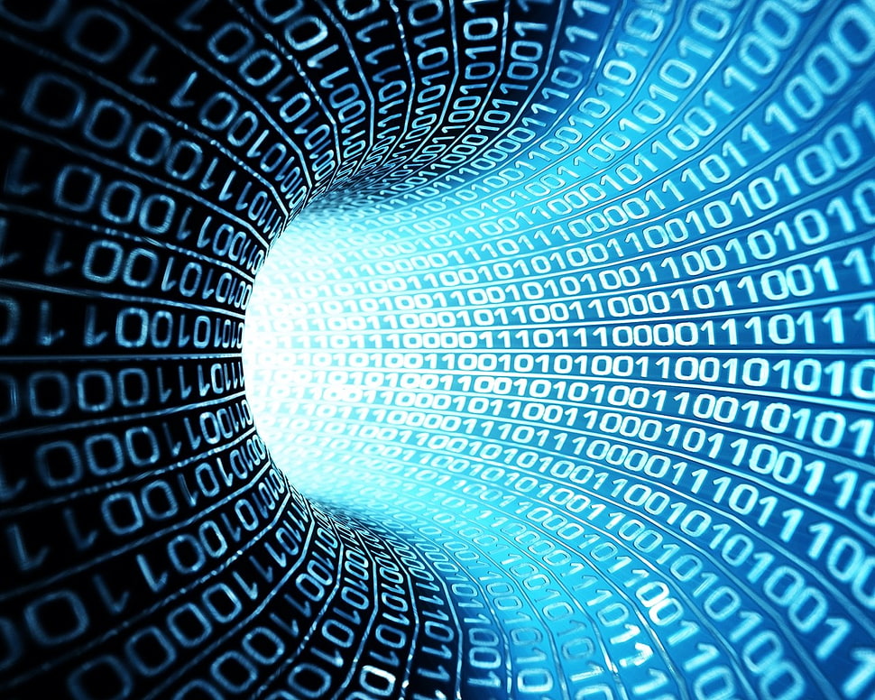 blue and white 101 optical illustration, abstract, tunnel, numbers, binary HD wallpaper