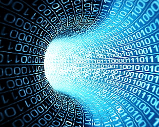 blue and white 101 optical illustration, abstract, tunnel, numbers, binary