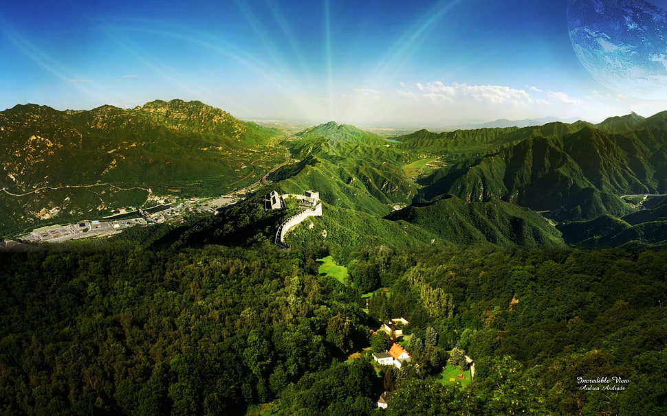 green mountain under clear blue sky HD wallpaper