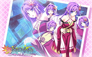 female purple hair anime character HD wallpaper