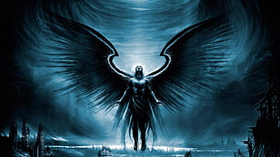 black angel digital wallpaper, wings, angel, apocalyptic, Vitaly S Alexius HD wallpaper