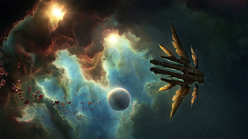 spaceship illustration, spaceship, artwork HD wallpaper