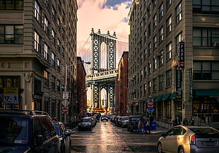 Brooklyn Bridge, New York, New York City, bridge, architecture, street