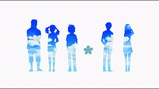 silhouette of five people illustration, Ano Hi Mita Hana no Namae wo Bokutachi wa Mada Shiranai, Honma Meiko HD wallpaper