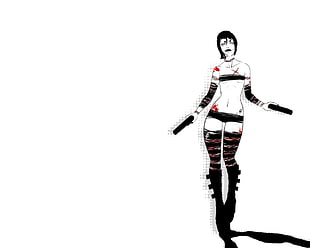 black and white compound bow, short hair, scars, white, bandage HD wallpaper