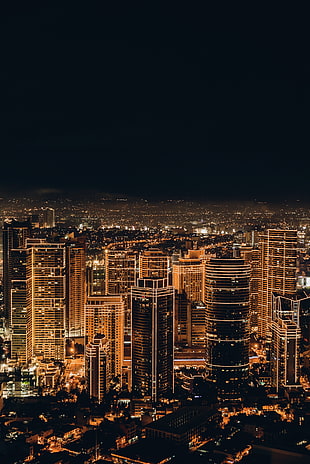 city landscape, Night city, Skyscrapers, City lights