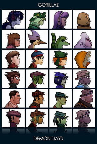 illustration of Gorillaz characters HD wallpaper
