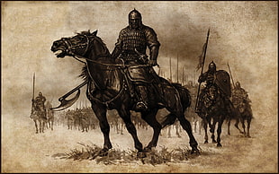 knight riding horse painting