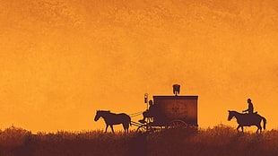 silhouette of horse with carriage painting HD wallpaper