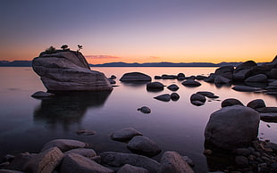 rocky seaside during sunset, tahoe HD wallpaper