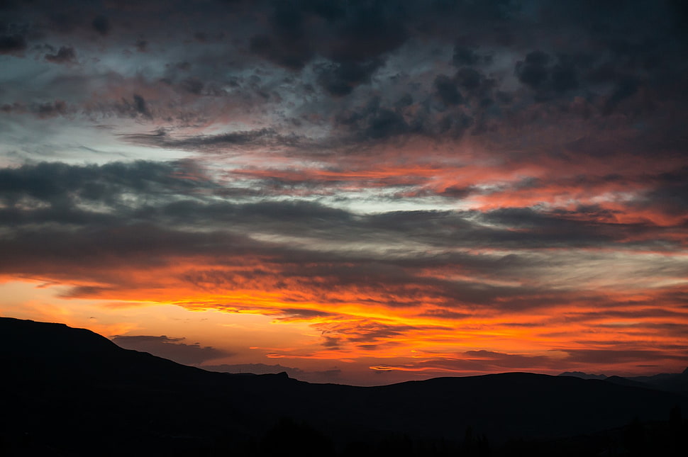 dark clouds, nature, sunset, clouds, sky HD wallpaper