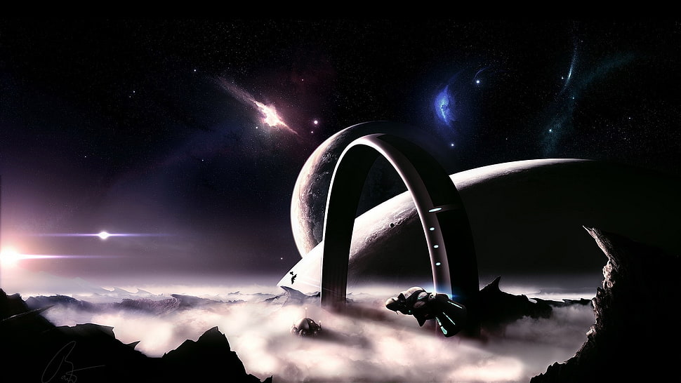 3D online game digital wallpaper, space, spaceship, planet HD wallpaper