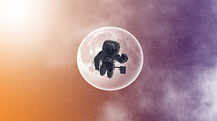 astronaut and moon illustration, space, Moon, stars, NASA
